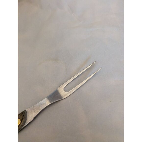 Vintage Meat Fork 10" Wood Handle Stainless Steel - Picture 2 of 8